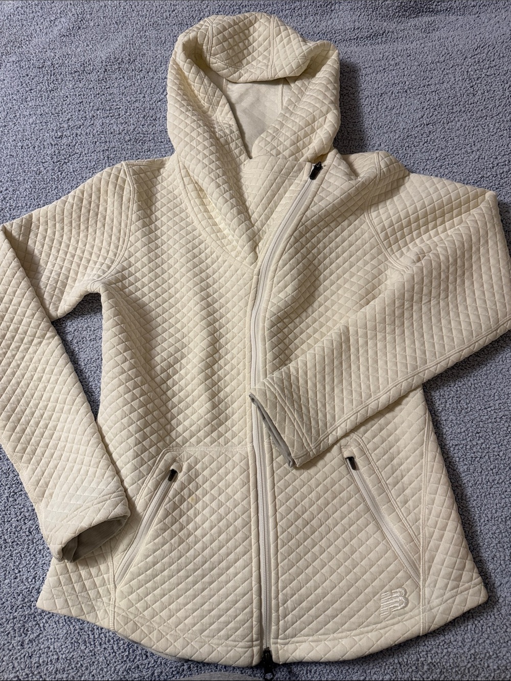 New Balance Quilted Cream Hooded Jacket - Women's